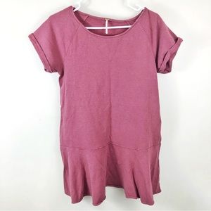 Free People Drop Waist Short Sleeve Dress Dusty Rose Pink Size XS